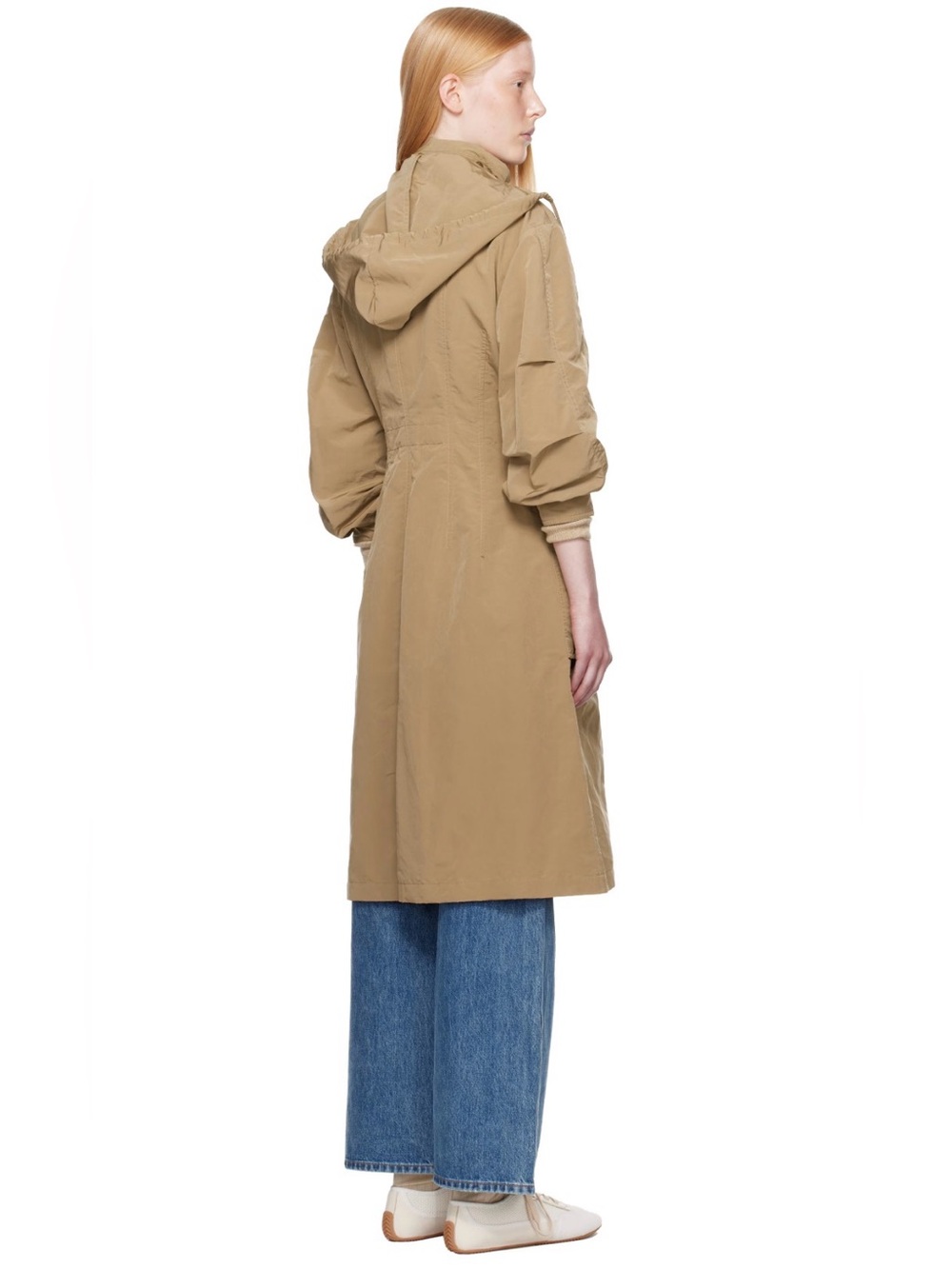 Moncler Nantes Hooded Shell Parka Beige Utility Trench Coat for Women - Picture 3 of 16